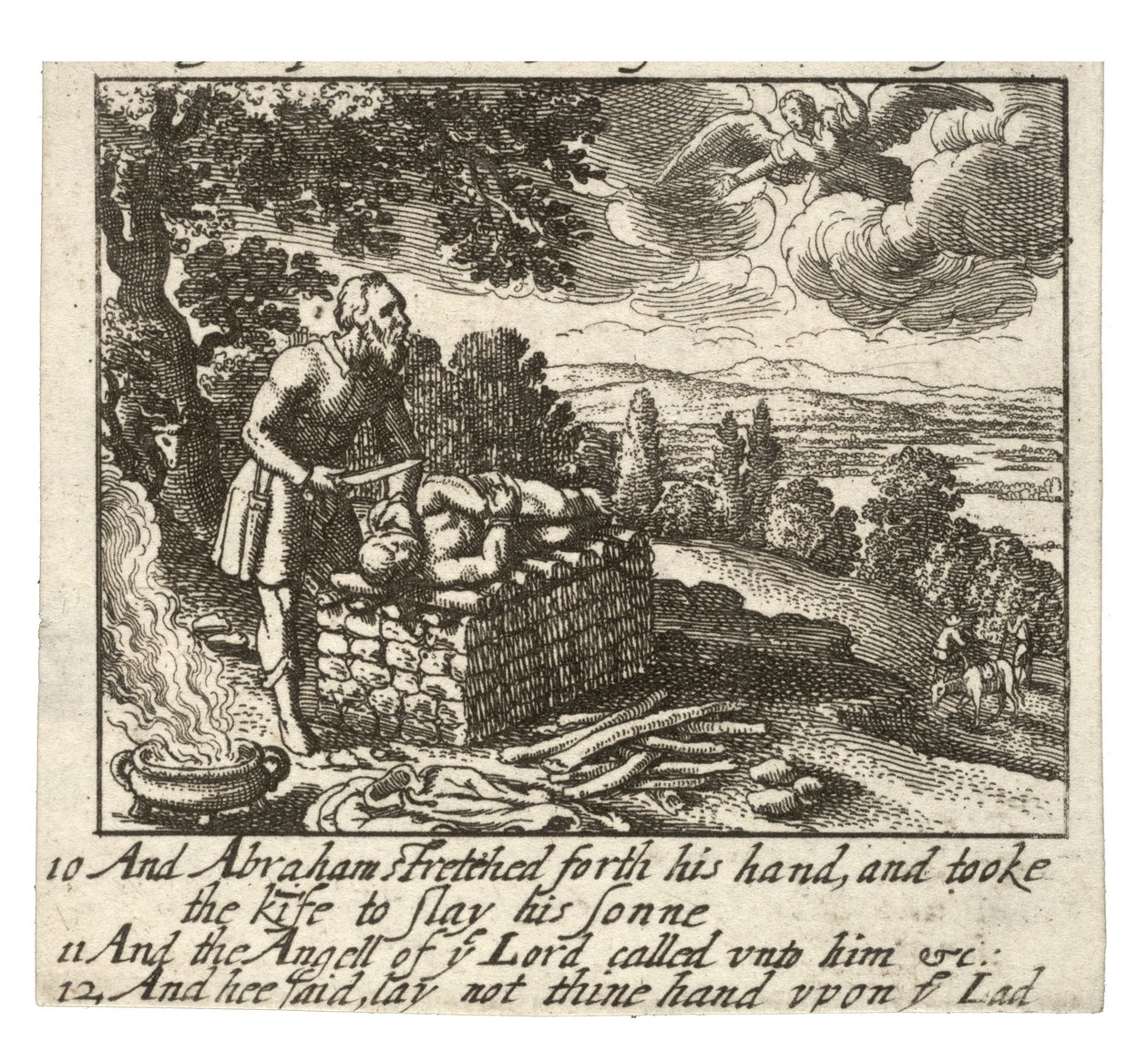 Hagar og Isaks offer. Stat 2 av Wenceslaus Hollar