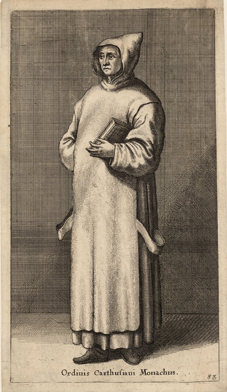 en kartusisk munk av ordenen. Stat 3 av Wenceslaus Hollar
