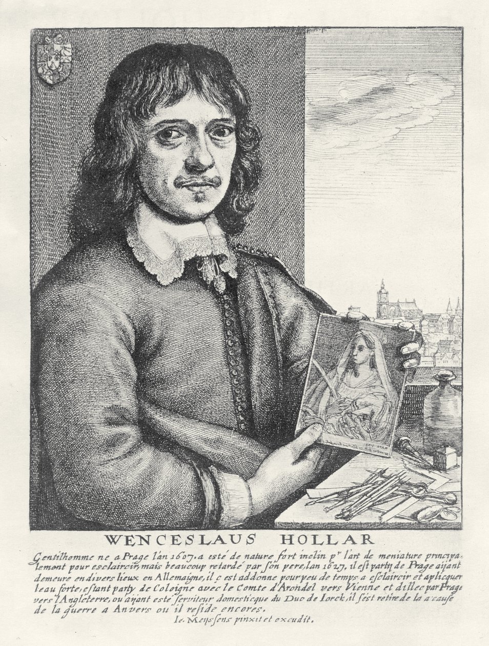 Selvportrett, ca. 1649 av Wenceslaus Hollar