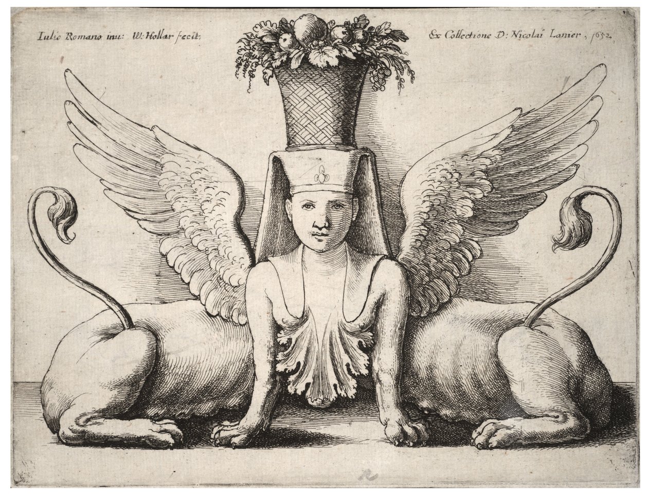 Sfinx med to kropper, etter Giulio Romano av Wenceslaus Hollar
