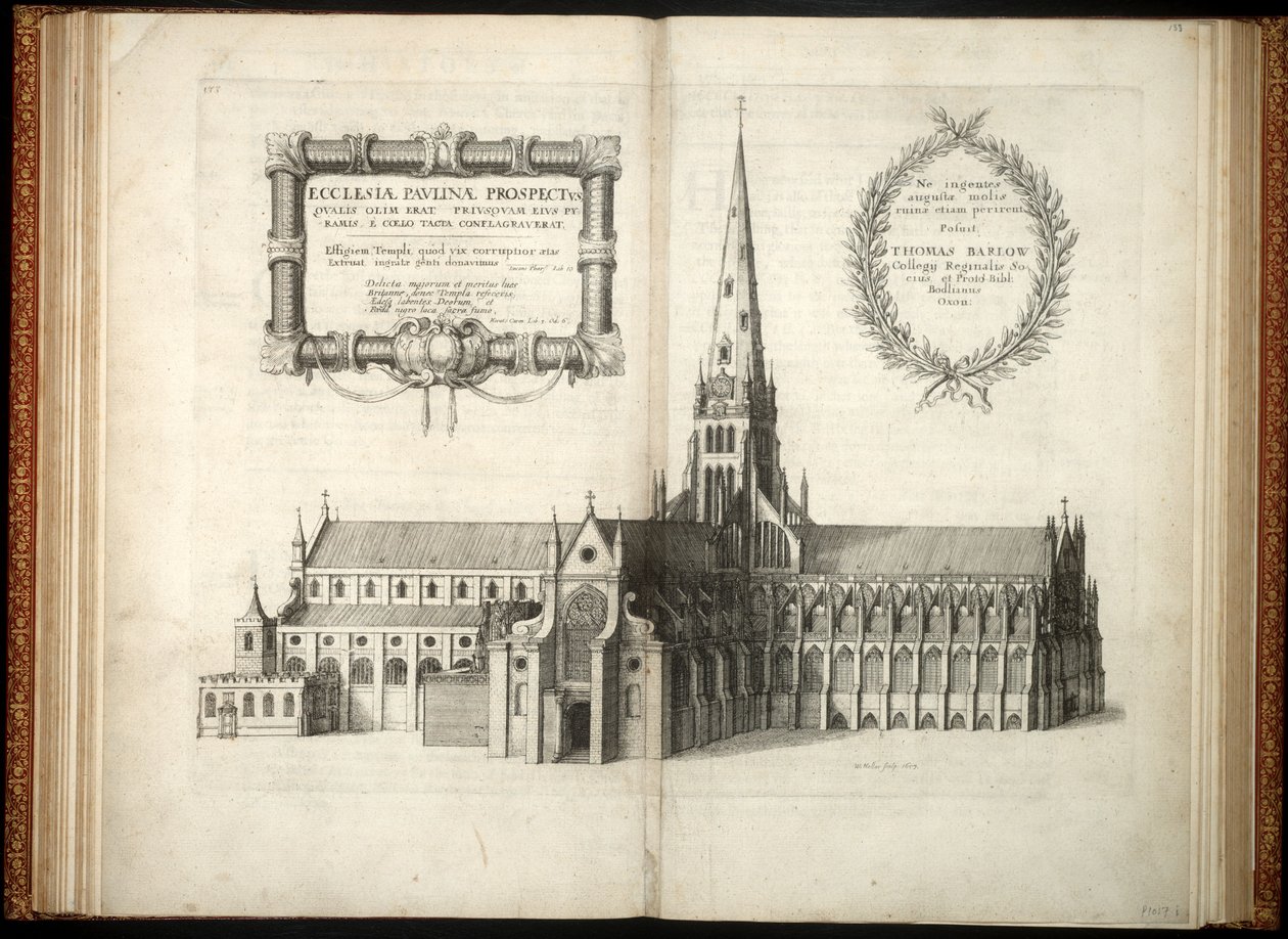 St. Pauls fra sør viser spiret. Stat 1 av Wenceslaus Hollar