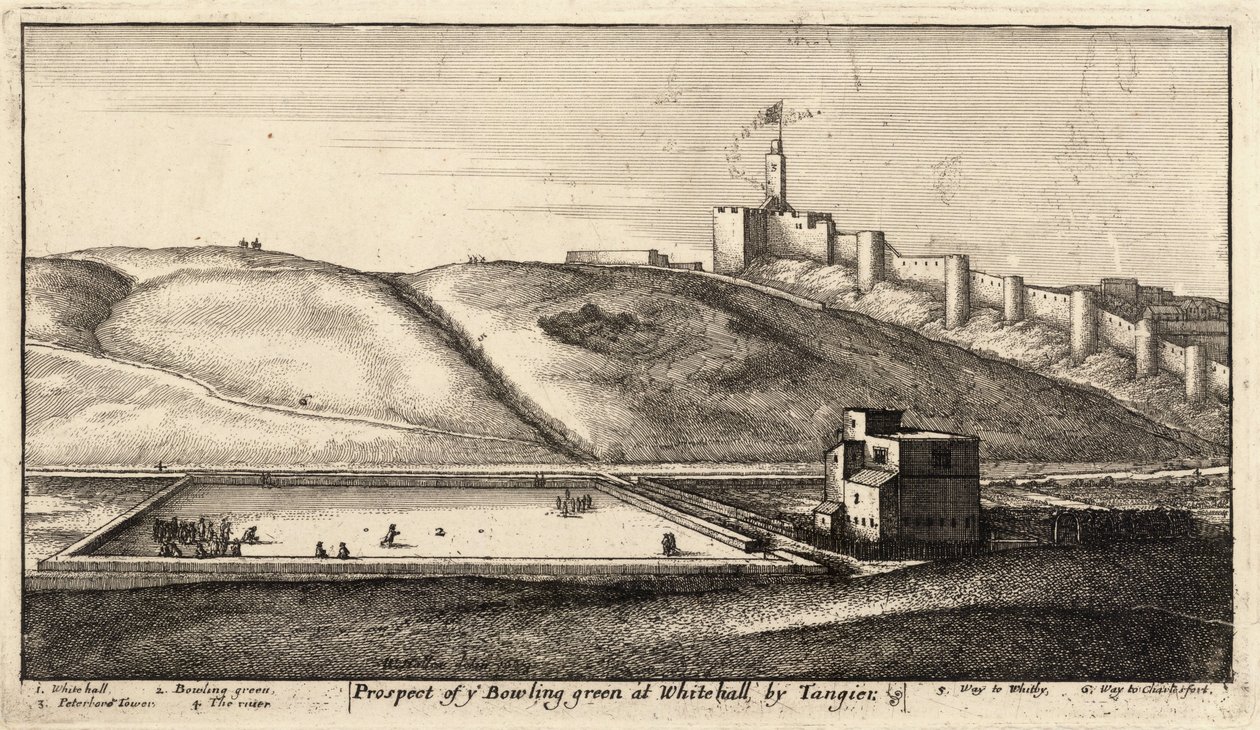 Bowling greenen på Tanger. Stat 1 av Wenceslaus Hollar