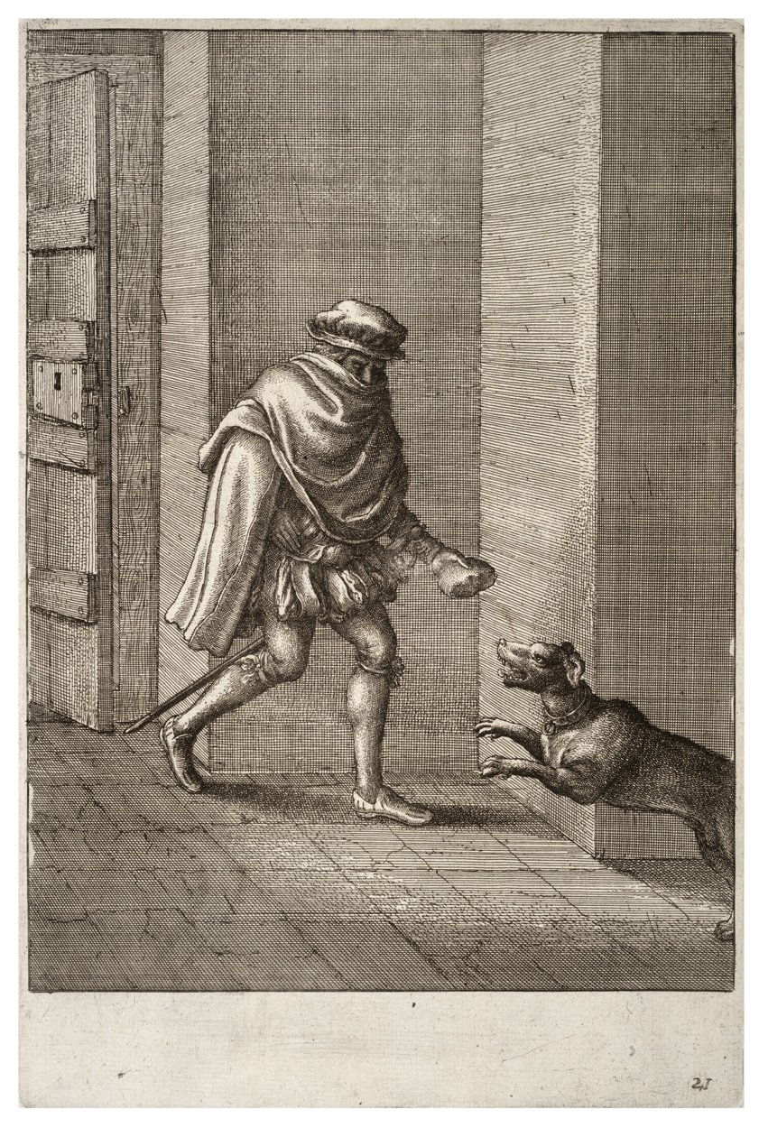Hunden og tyven av Wenceslaus Hollar