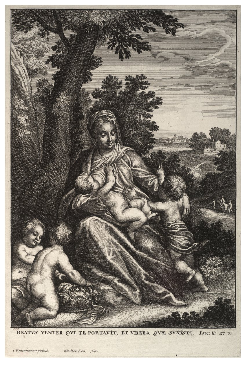 Den hellige familien, etter Rottenhammer av Wenceslaus Hollar
