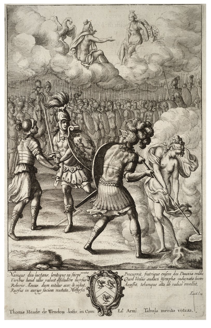 Den siste kampen mellom Aeneas og Turnus. Stat 1 av Wenceslaus Hollar