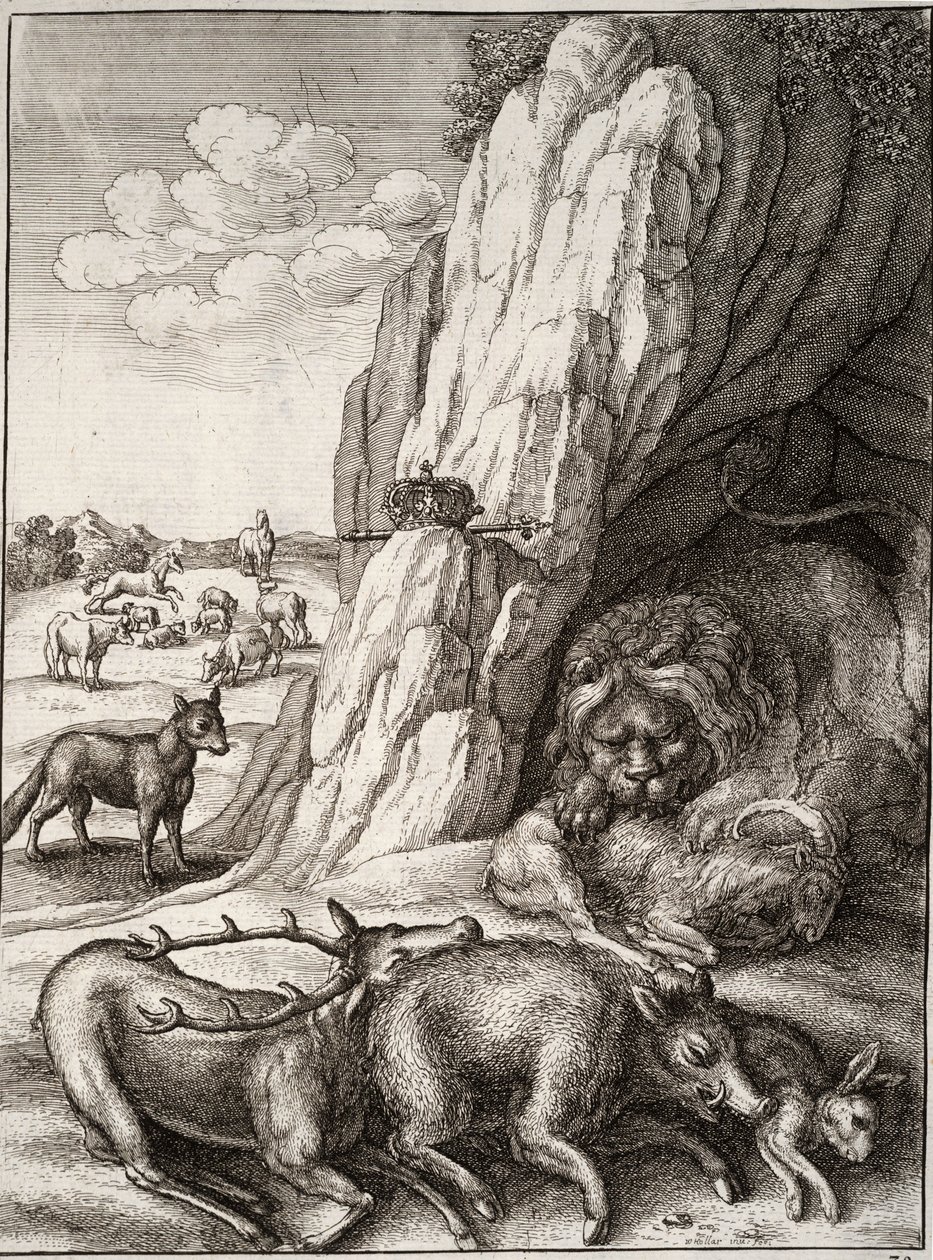 Den syke løven av Wenceslaus Hollar