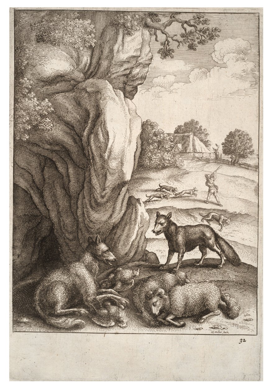 Ulven og reven av Wenceslaus Hollar