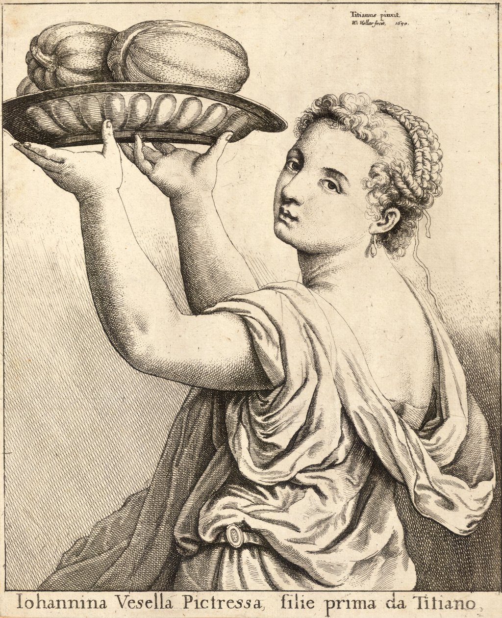 Datteren til Titian. Stat 2 av Wenceslaus Hollar