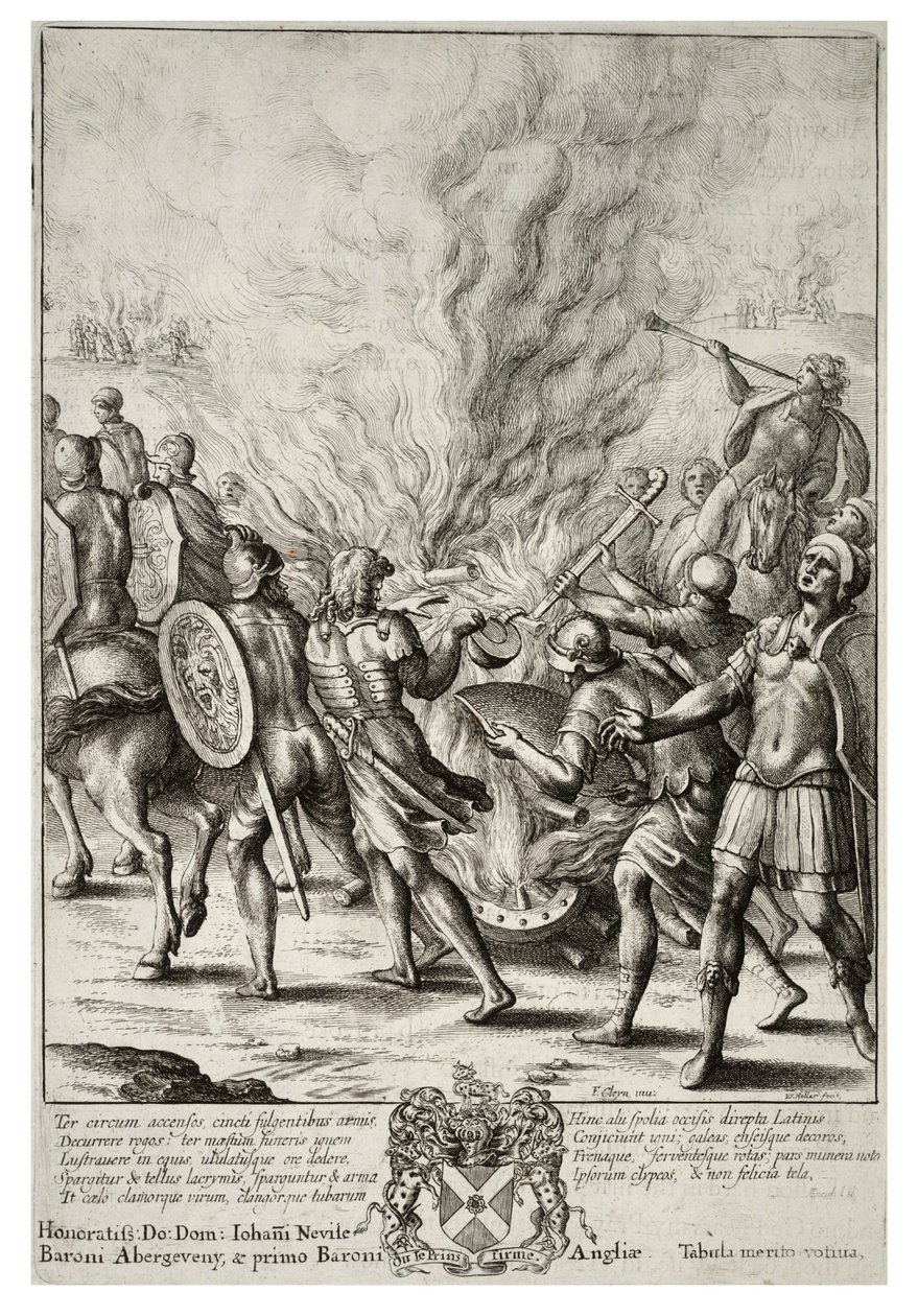 Wenceslaus Hollar - Trojanerne kremerer sine døde (delstat 2) av Wenceslaus Hollar