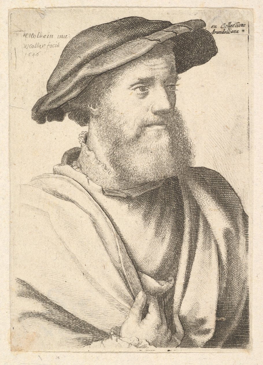 En skjeggete mann etter Hans Holbein, 1646. av Wenceslaus Hollar