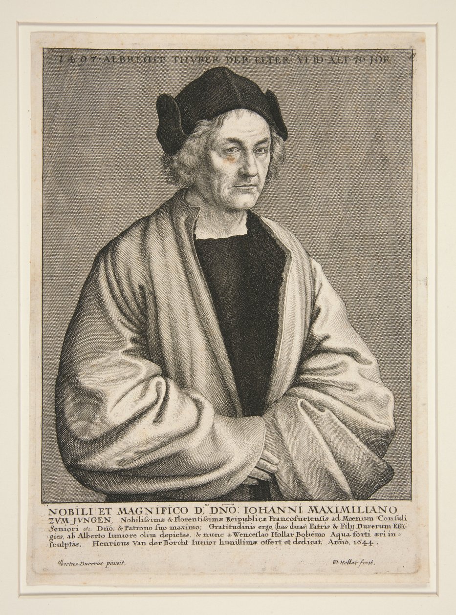 Albrecht Dürer den eldre (1427-1502) i en alder av 70 år av Wenceslaus Hollar
