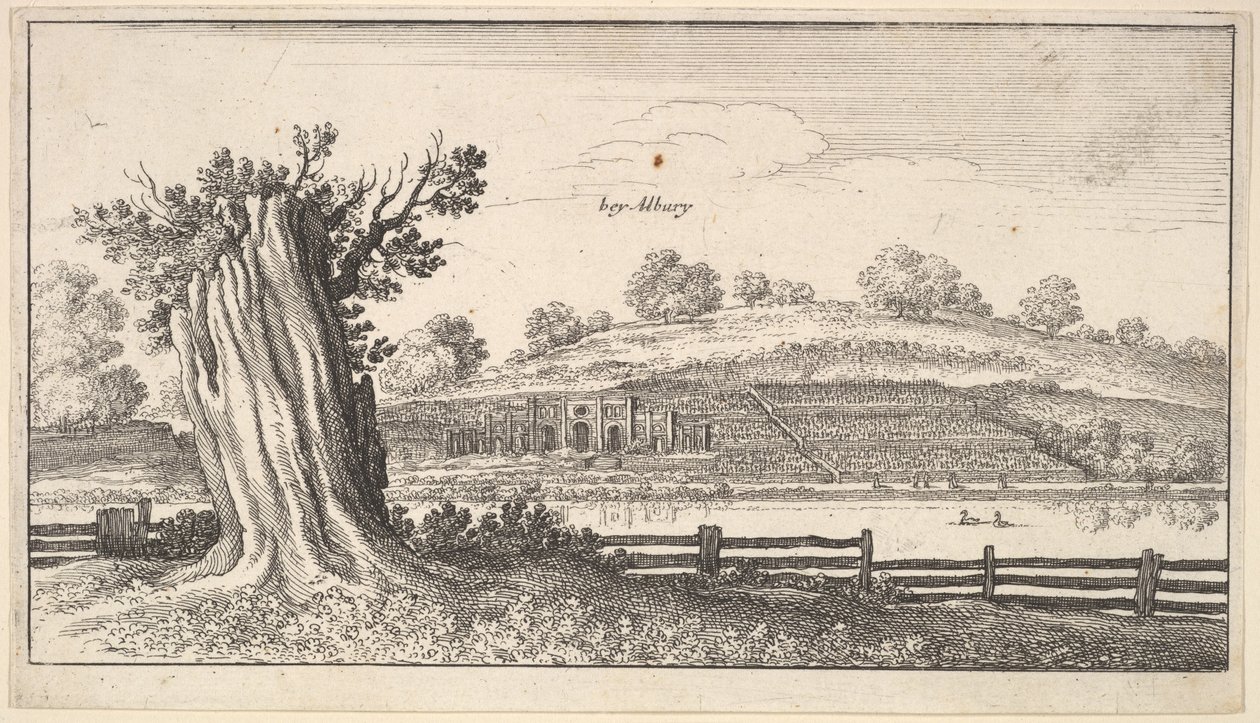 Albury med trestubbe i forgrunnen, 1625-77. av Wenceslaus Hollar