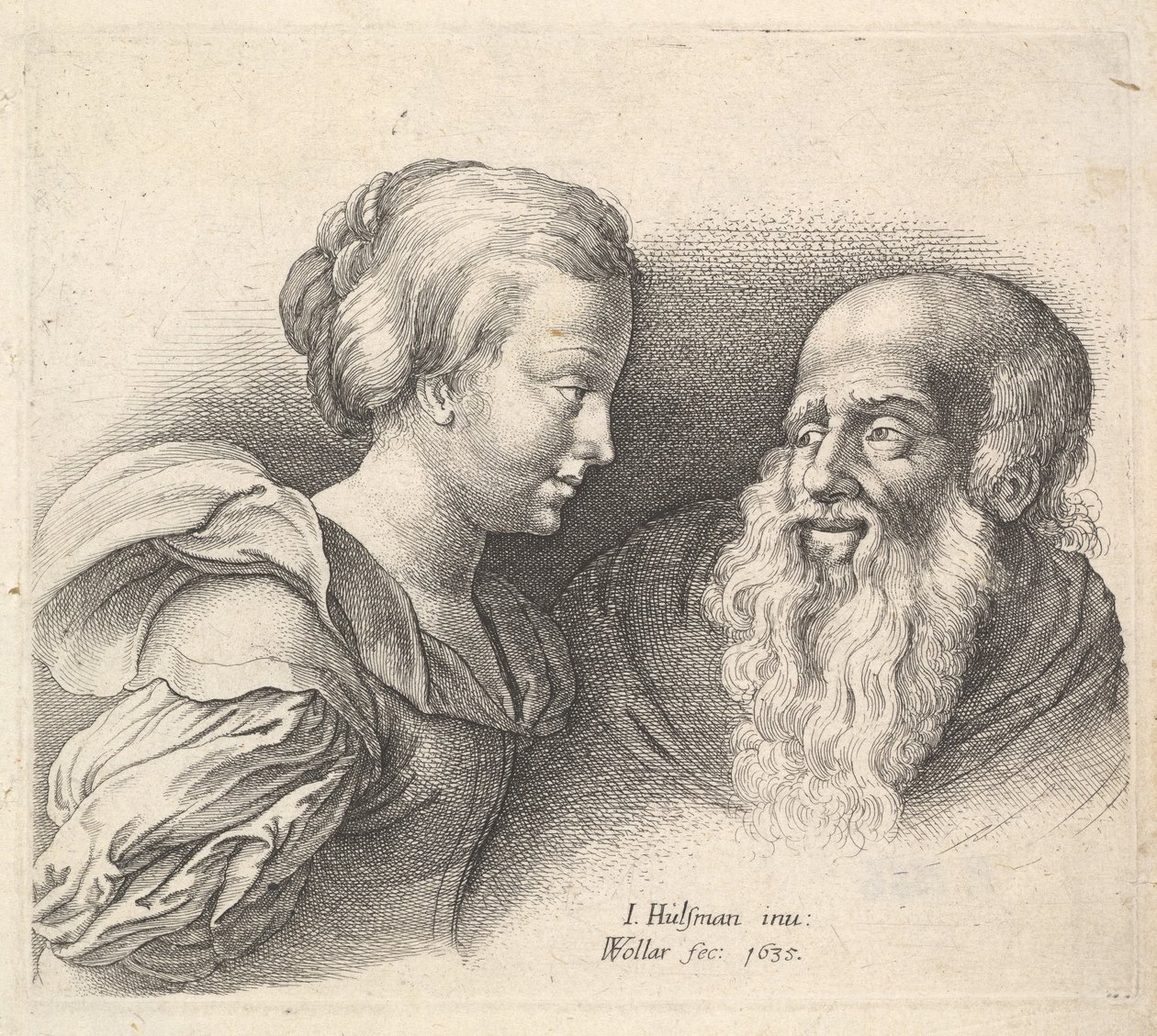 En gammel mann og en jente, etter Hulsman, 1635. av Wenceslaus Hollar