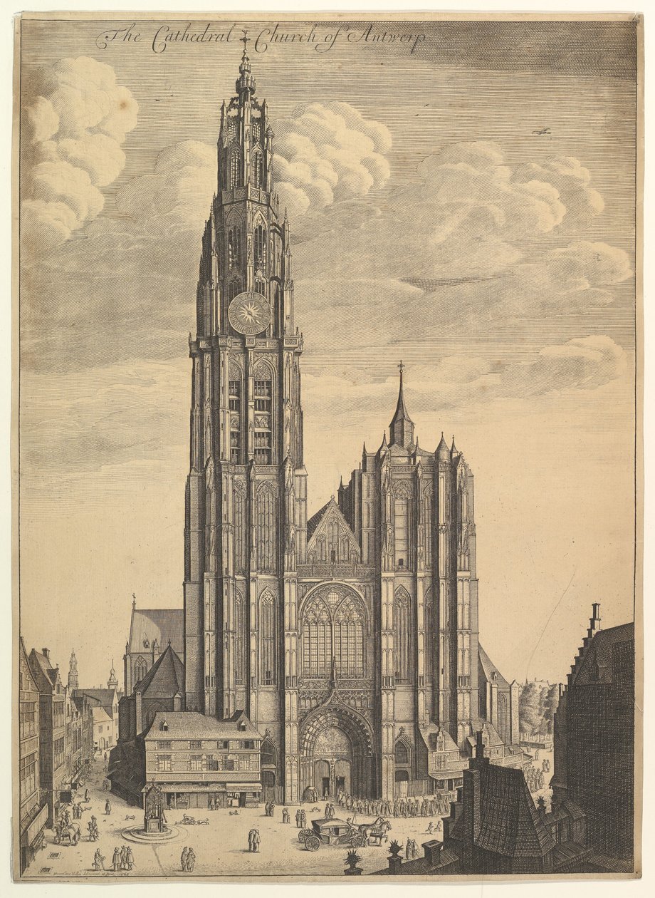 Antwerpen-katedralen (Utsikt over katedralkirkens tårn) av Wenceslaus Hollar