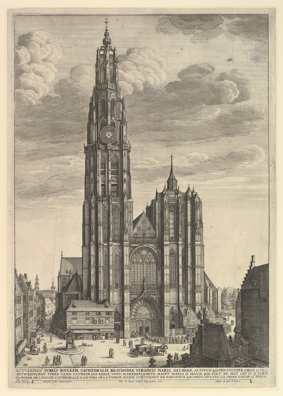 Antwerp Cathedral Prospectus Tvrris Ecclesiæ Cathedralis, 1625-77 av Wenceslaus Hollar