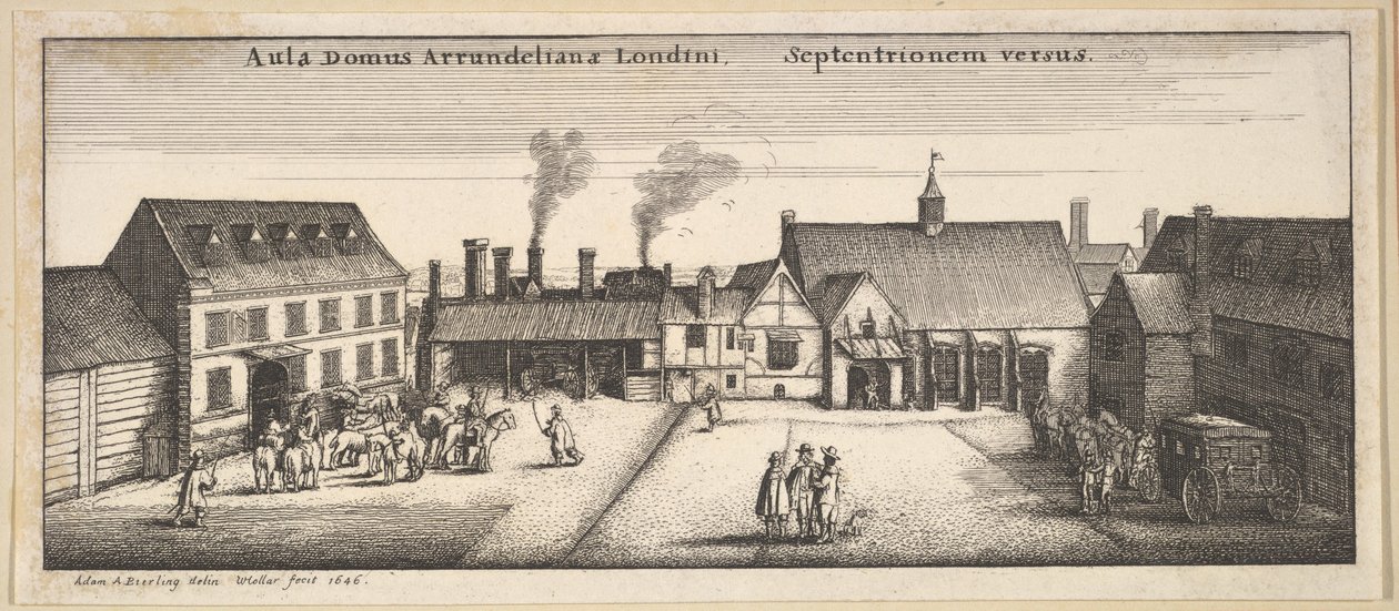 Arundel-huset fra nord, kopi, 1600-tallet. av Wenceslaus Hollar