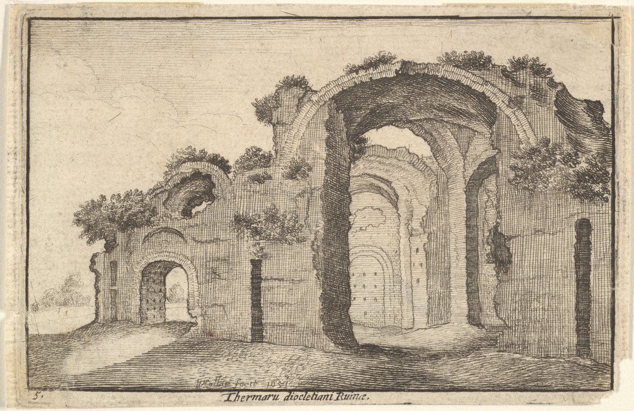 Diokletians bad, Roma, 1600-tallet. av Wenceslaus Hollar