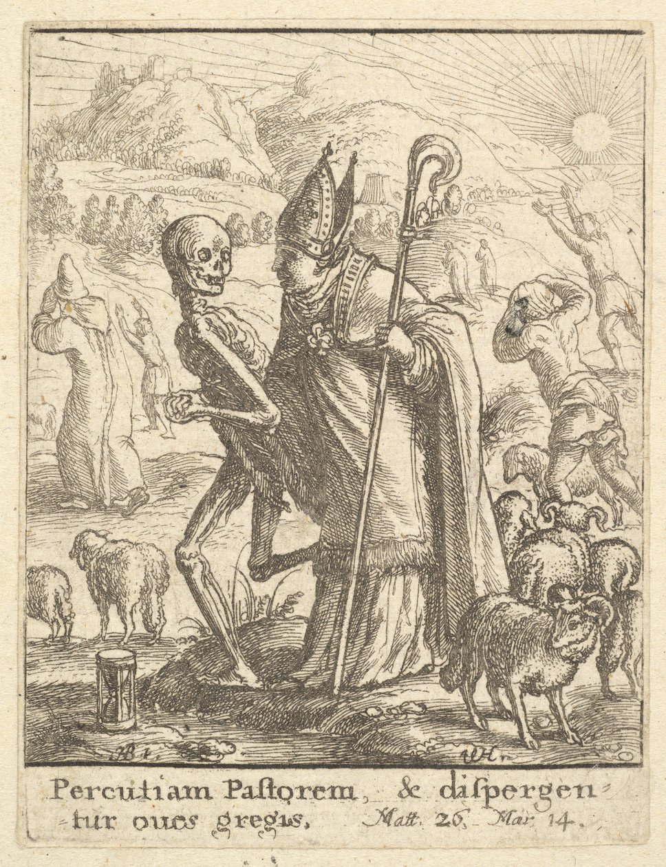 Biskop, fra Dødedansen, 1651. av Wenceslaus Hollar
