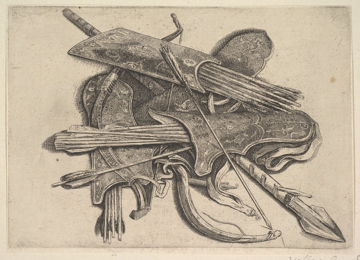 Buer, kogger og et spyd, 1625-77. av Wenceslaus Hollar