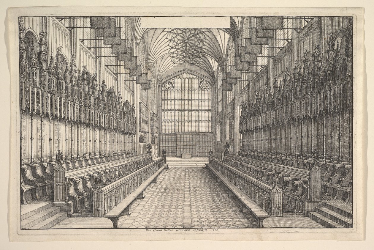 Kor og boder i St Georges Chapel, Windsor, 1660. av Wenceslaus Hollar