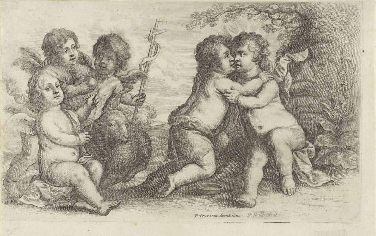 Kristus, Johannes og tre kjeruber Paedopaegnion (serietittel) av Wenceslaus Hollar