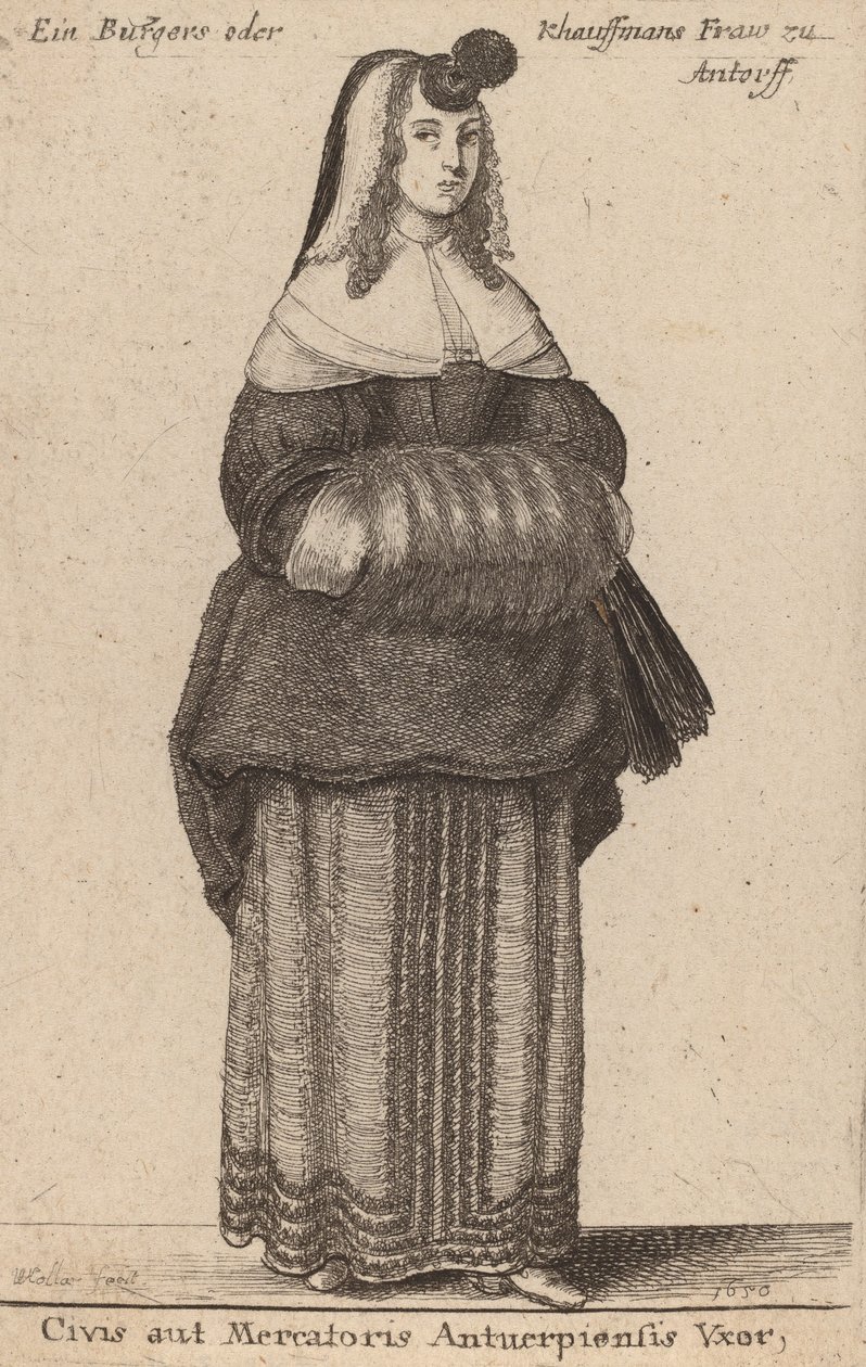 Kone til en borger eller kjøpmann i Antwerpen, 1650. av Wenceslaus Hollar