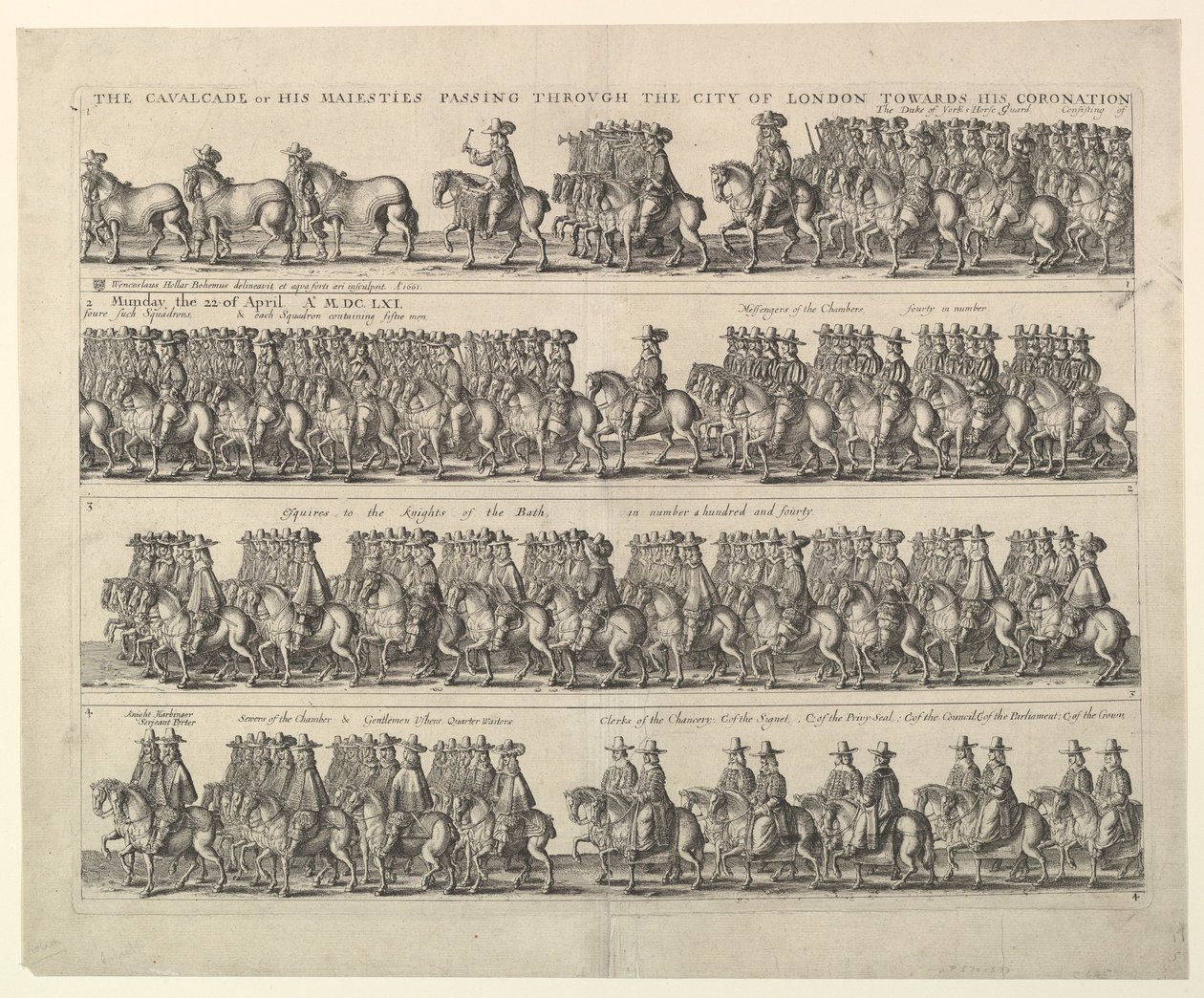 Kroningsprosesjon av Charles II gjennom London, 1662. av Wenceslaus Hollar
