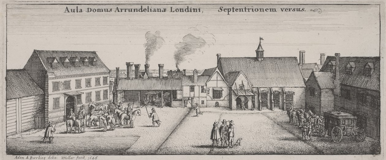 Gårdsplassen til Arundel House fra nord av Wenceslaus Hollar