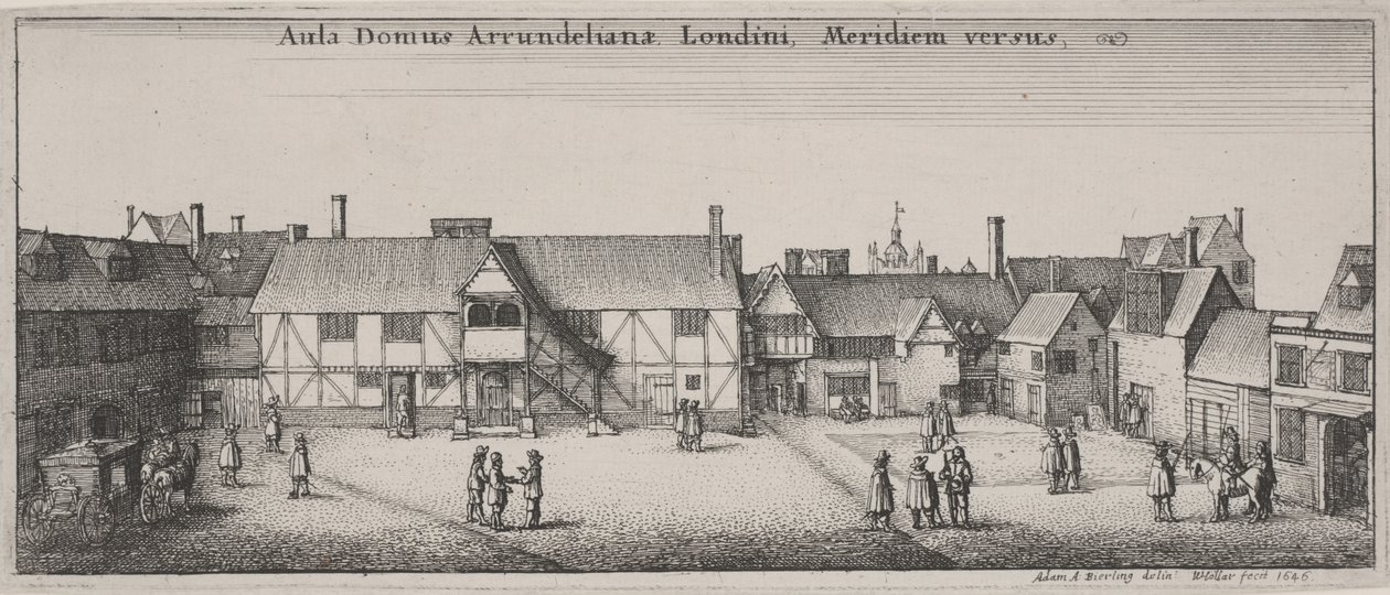 Gårdsplassen til Arundel House, fra sør av Wenceslaus Hollar