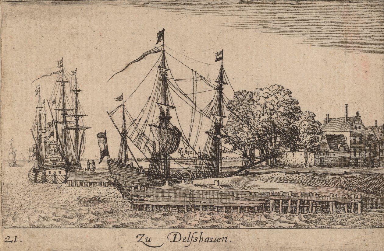 Delft havn, 1635. av Wenceslaus Hollar