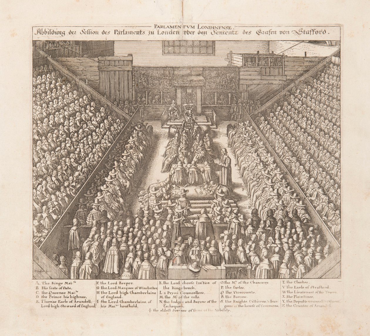 Skildring av parlamentet i Londons sesjon av dommen til jarlen av Stafford, ca 1642. av Wenceslaus Hollar