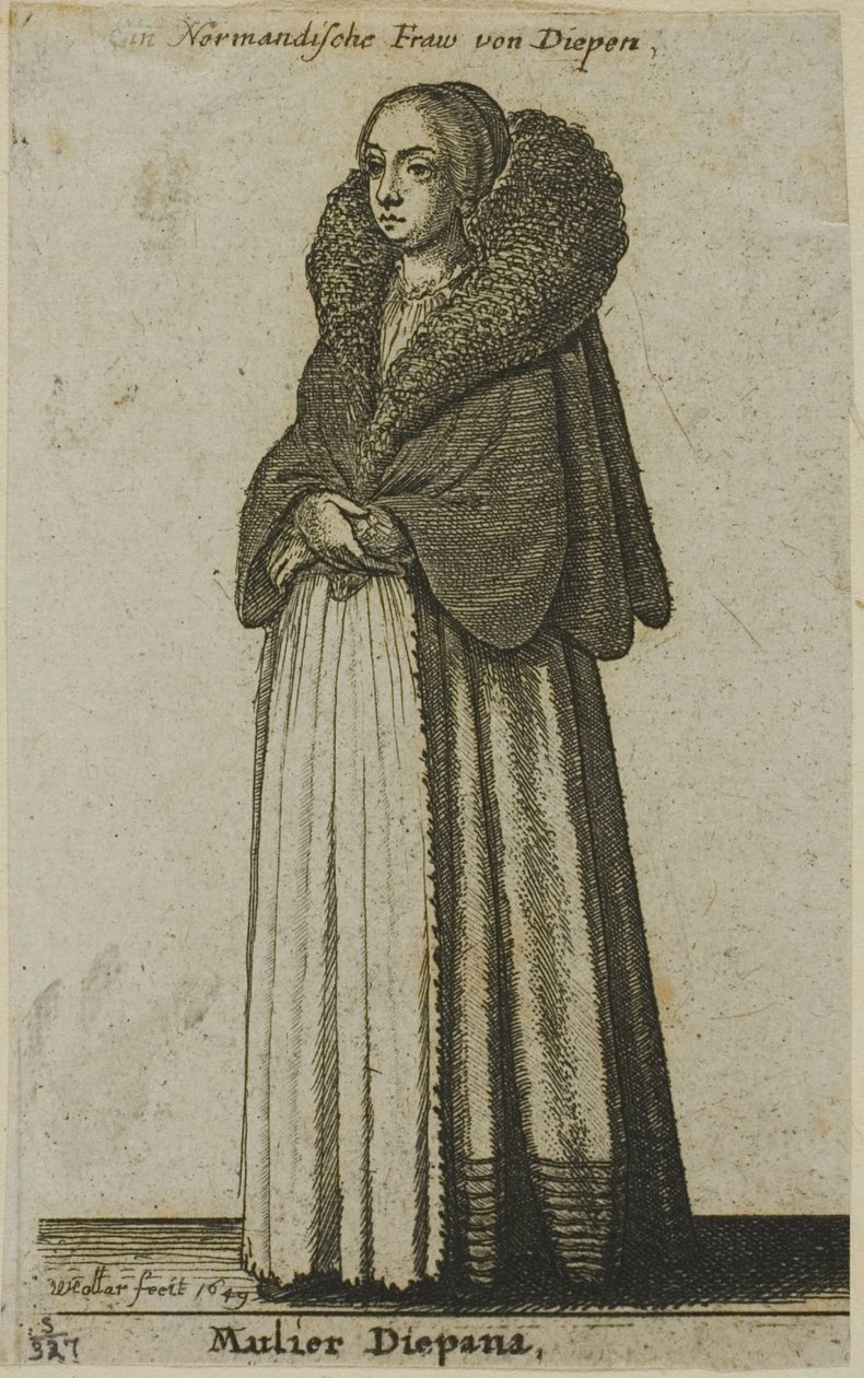 Dieppe kvinne av Wenceslaus Hollar