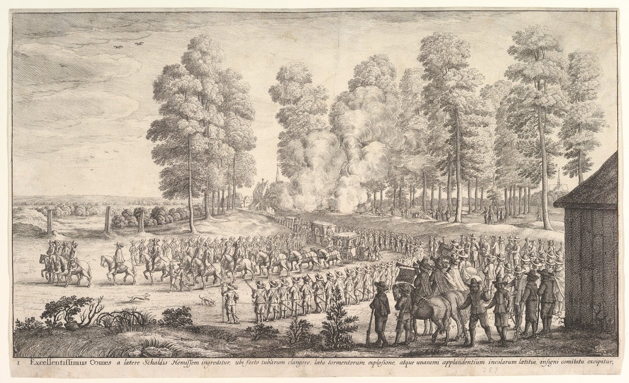 Innreise av greven av Thurn og taxier i Hemissen, ca. 1651. av Wenceslaus Hollar