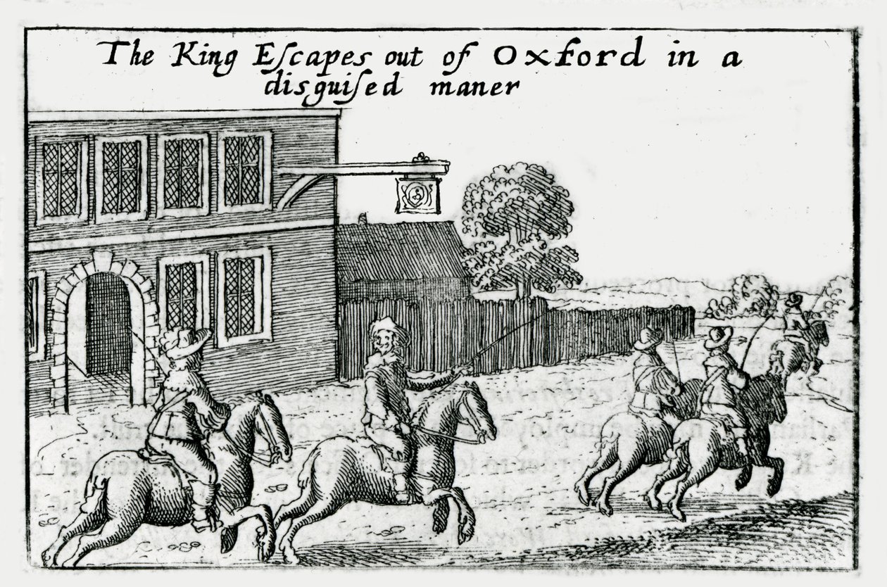 Flukt fra Charles I fra Oxford i forkledning av Wenceslaus Hollar