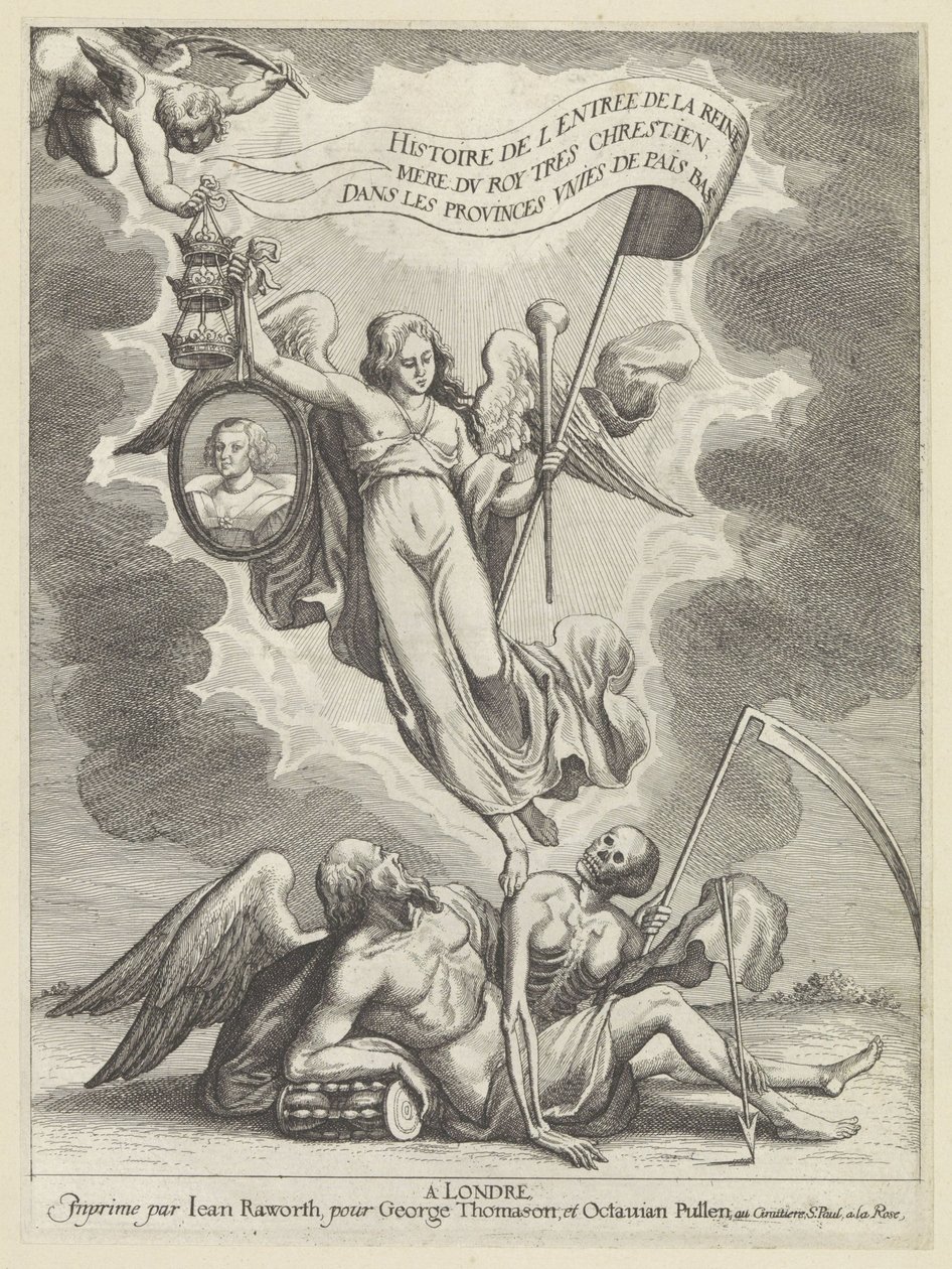 Faam overwint de tijd en de dood Historien om inngangen til dronningens mor til den mest kristne kongen i De forente provinser i de lave landene (serietittel på objekt) av Wenceslaus Hollar