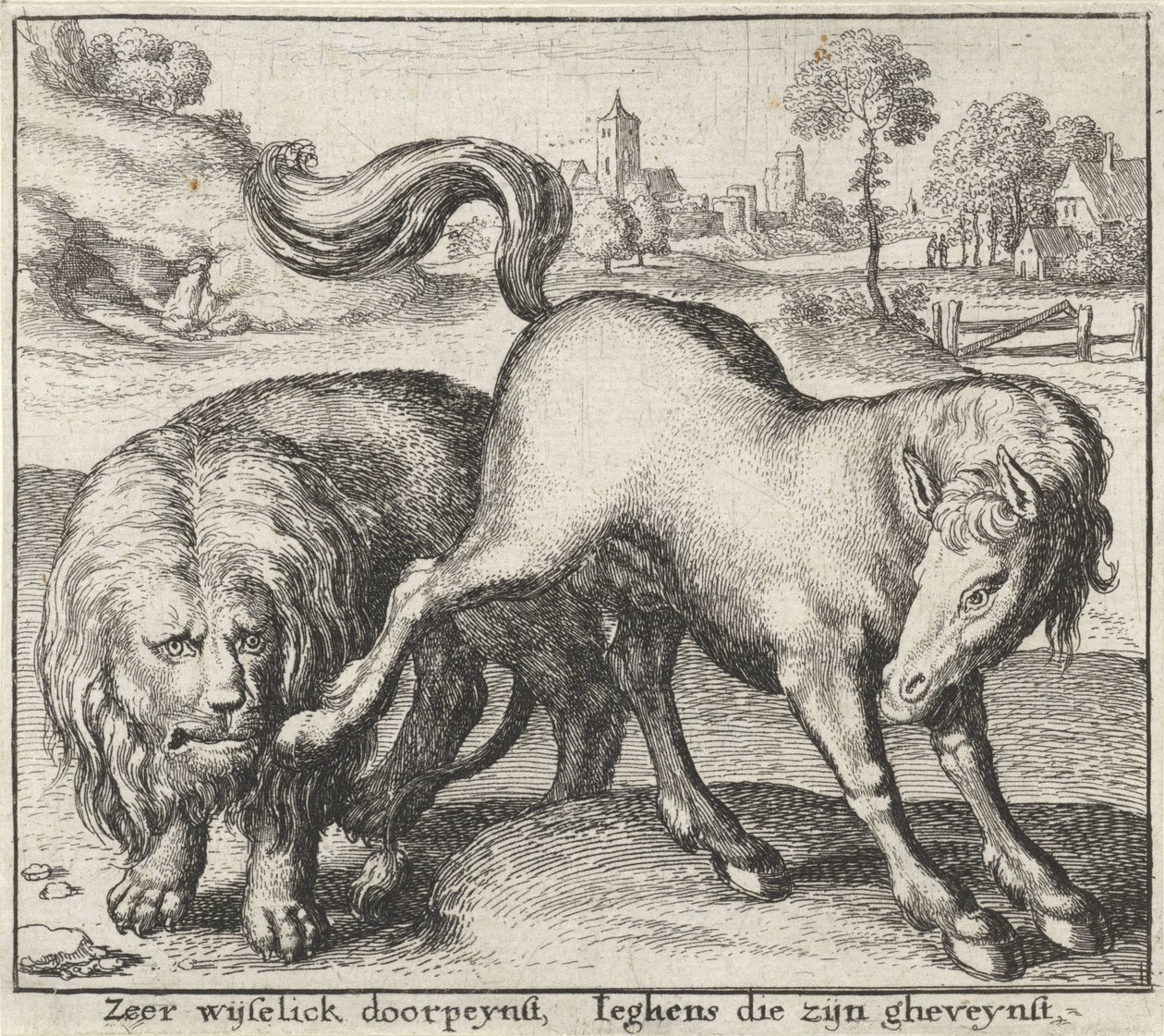 Fable of the Lion and the Stallion Fables (serietittel) av Wenceslaus Hollar