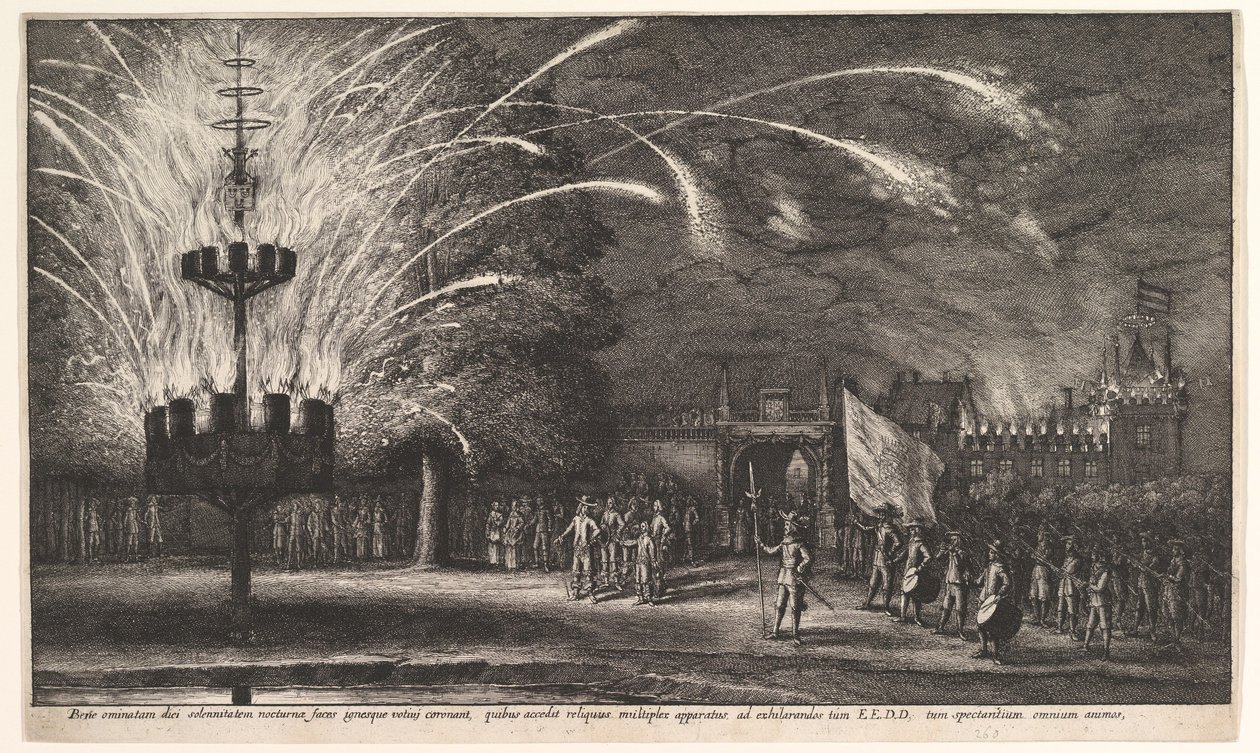 Fyrverkeri i Hemissem av Wenceslaus Hollar