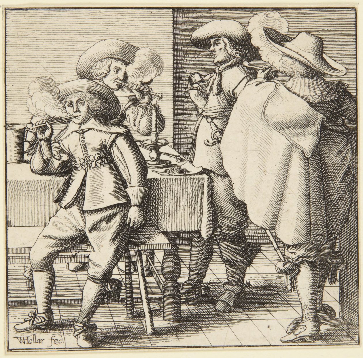 Fire røykende menn av Wenceslaus Hollar