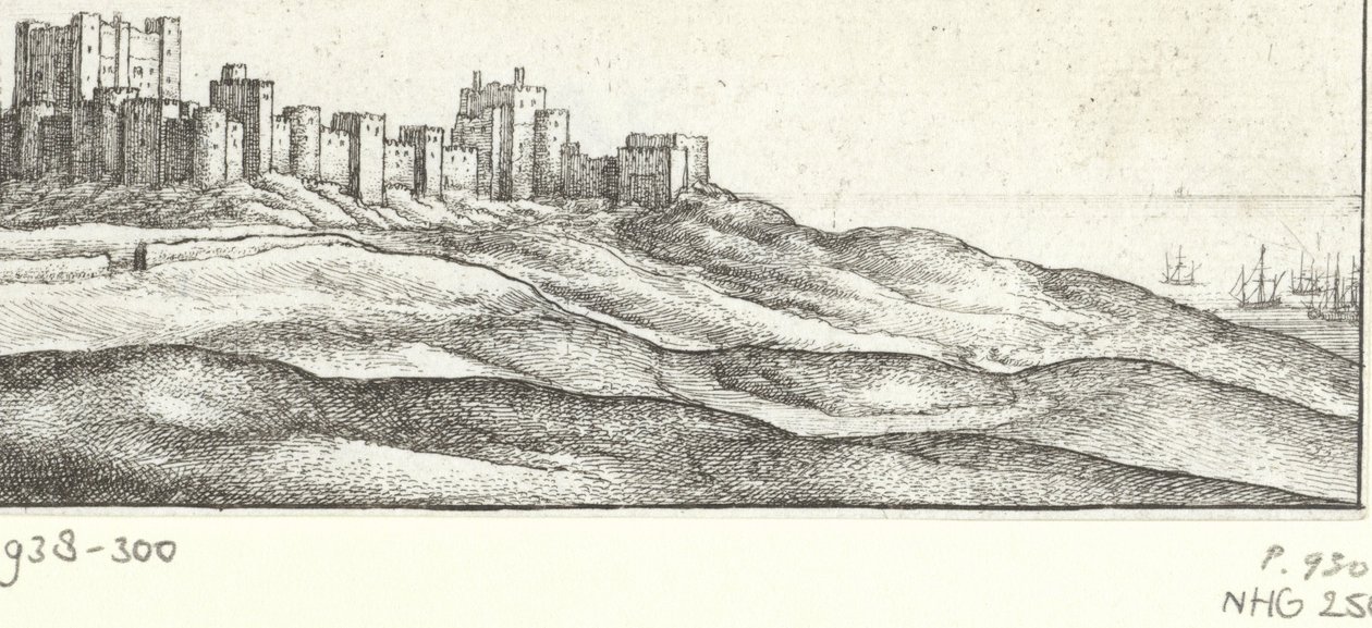 Utsikt over Dover Castle Dover Castle y West Side (tittel på objekt) Severdigheter rundt den engelske kysten (serietittel) av Wenceslaus Hollar