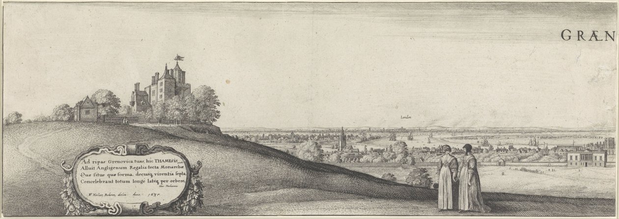 Utsikt over Greenwich (venstre tallerken) Greenwich (tittel på objekt) av Wenceslaus Hollar