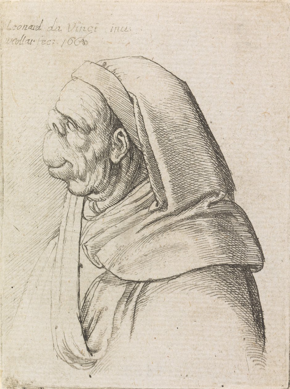 Grotesk profilerte en mann med hette av Wenceslaus Hollar