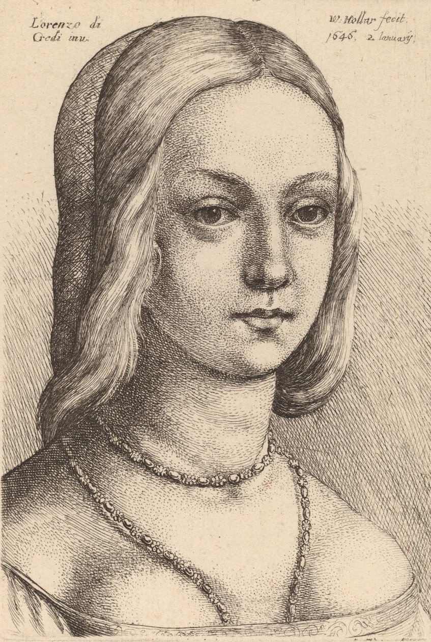 Leder for kvinne ser rett. av Wenceslaus Hollar
