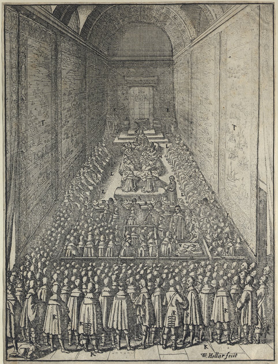 House of Lords, Palace of Westminster i London, ca. 1650 (radering) av Wenceslaus Hollar