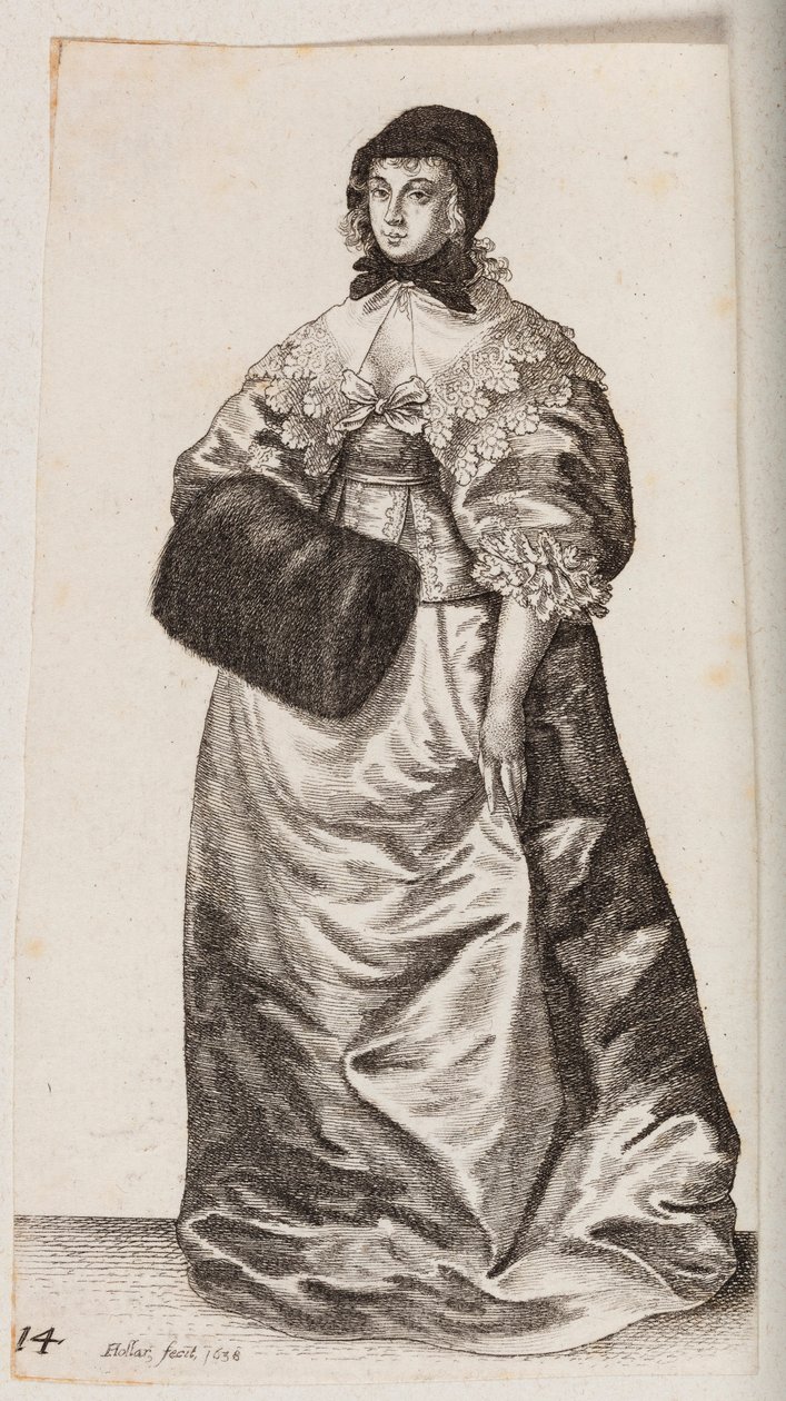Kvinne med kyse og muffe av Wenceslaus Hollar