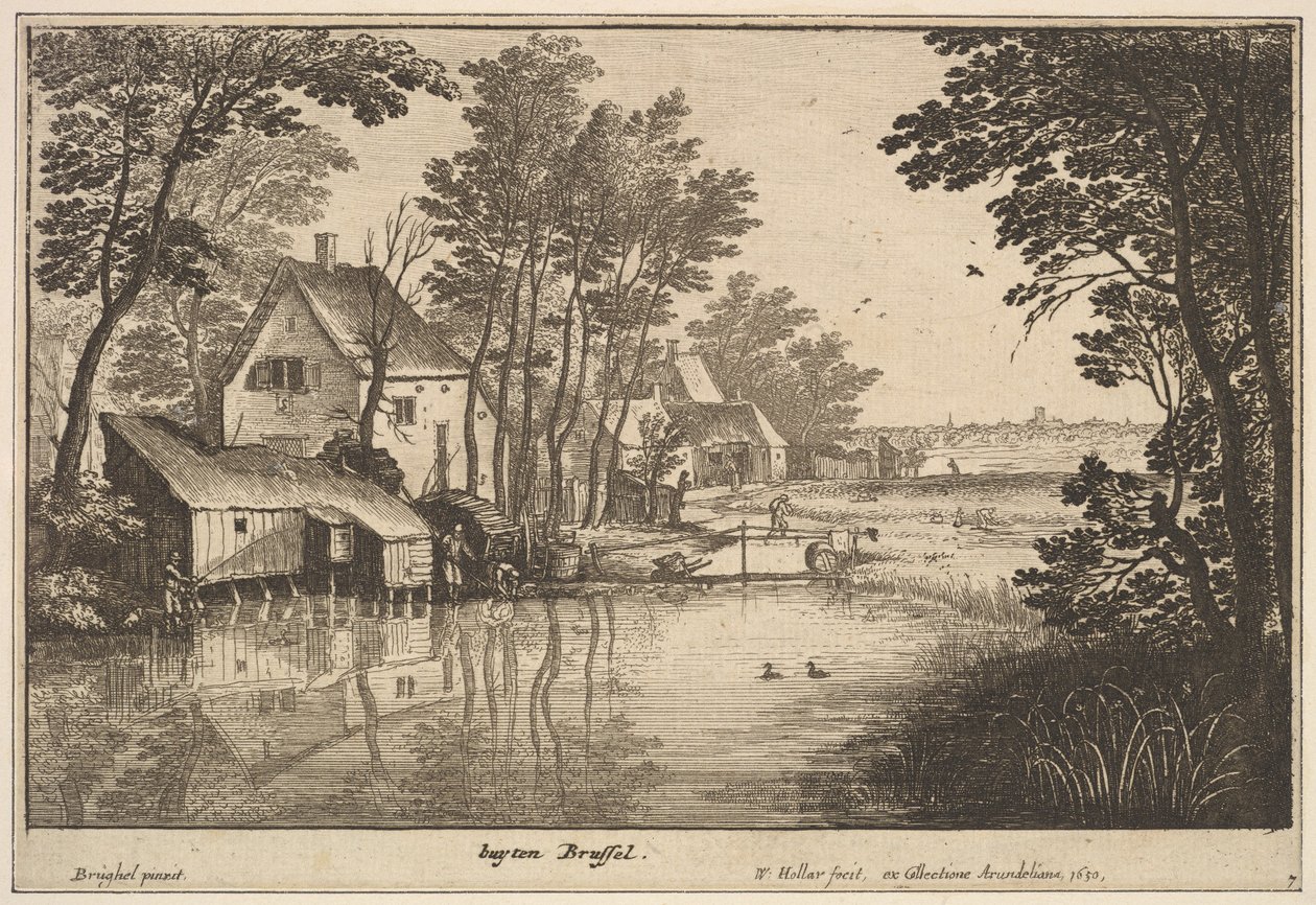 Landskap med en fisker, 1650. av Wenceslaus Hollar