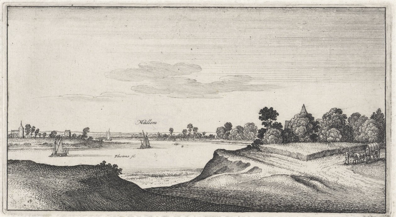 Landskap med utsikt over Mülheim Landskap og bylandskap (serietittel) Amoenissimi Aliquot Locorum i Diversis Province Iacetium Prospectus (serietittel) av Wenceslaus Hollar