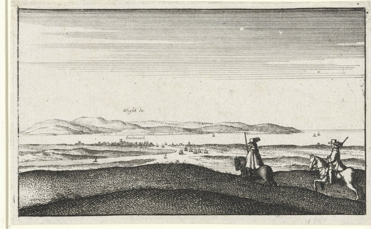 Landskap med utsikt over Isle of Wight av Wenceslaus Hollar