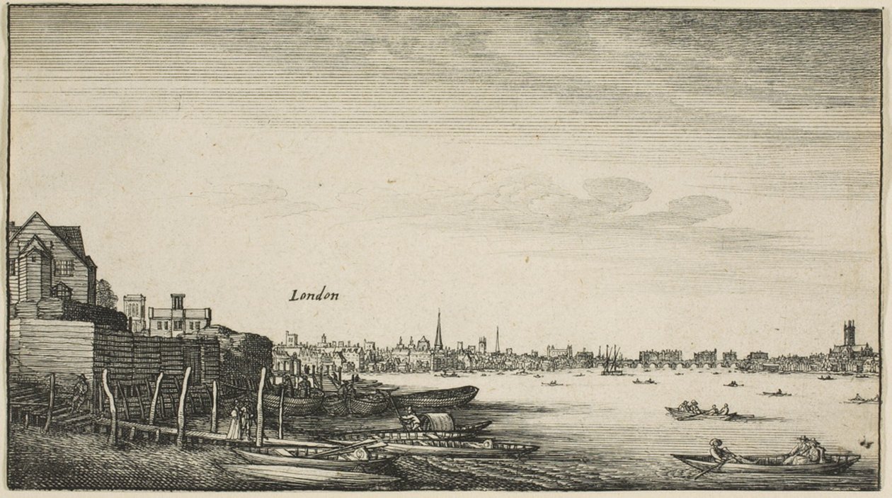 London sett fra Themsen ved Milford Staris under Arundel House av Wenceslaus Hollar