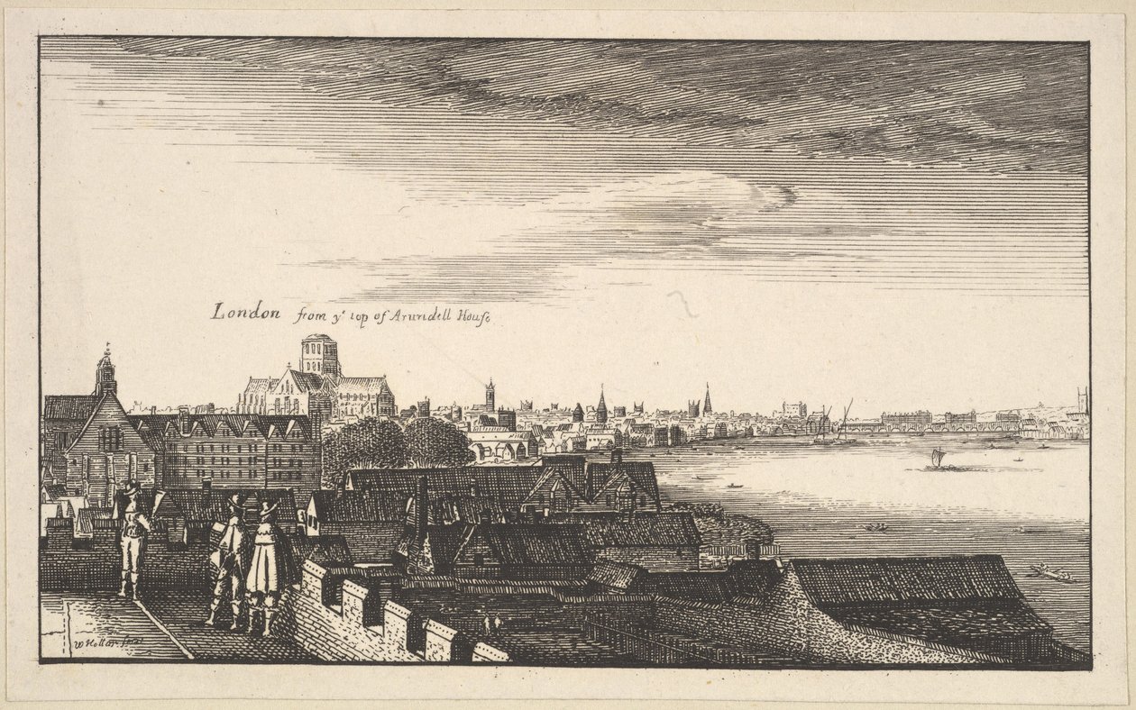 London fra Arundel House, kopi, 1600-tallet. av Wenceslaus Hollar