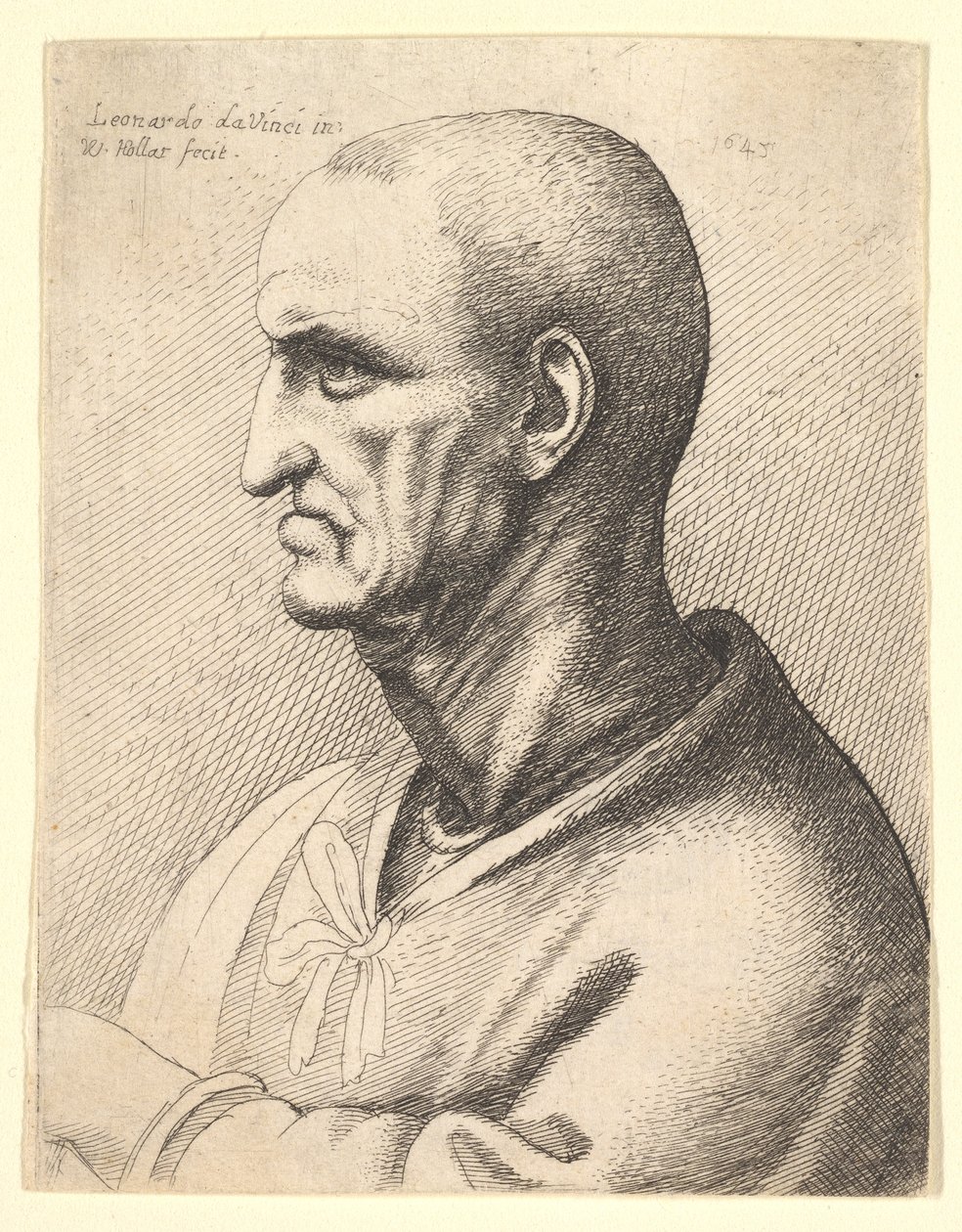 Mann med strengt uttrykk i profil til venstre, 1645. av Wenceslaus Hollar